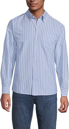 Lands End Traditional Fit Comfort-First Sail Rigger Oxford Shirt in Soft French Blue Stripe at Nordstrom, Size Xx-Large
