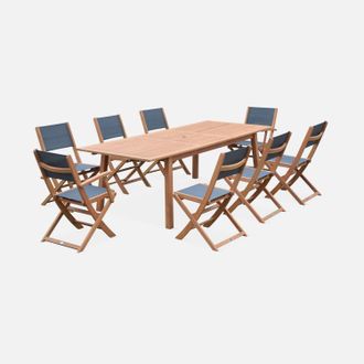 Sweeek Mesa De Jard&iacute;n De Madera Extensible, 8 Sillas
