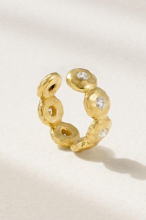 Octavia Elizabeth + Net Sustain Ear Cuff In Oro Riciclato 18 Carati Con Diamanti Nesting Gem