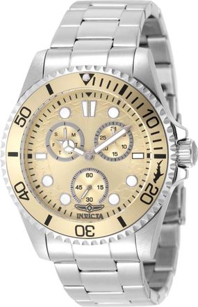 Invicta Pro Diver 51138 Herenhorloge - Quartz Uurwerk - Roestvrij Staal met Beige Wijzerplaat - 43 mm