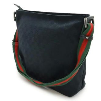 Gucci Vintage, unisex, Zwart, ONE Size, Leer, Pre-owned GG Canvas Web Line Shoulder Bag