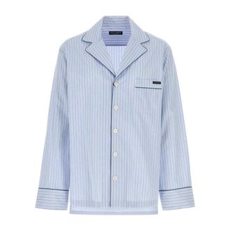 Dolce & Gabbana Casual Shirts, male, Blue, Size: XL Embroidered poplin shirt