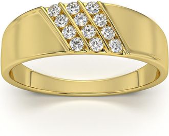 Pompeii3 1/5Ct Multi Row Mens Diamond Polished Ring in White, Yellow, or Rose Gold