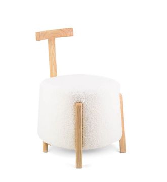 Moycor Taburete de madera y lana bicolor