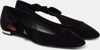 Aquazzura Very Bow Tie suede ballet flats