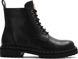 Kazar Leren enkellaarzen - Dames - Veterlaarzen - Zwart - 35 EU - Leer - Schoenen