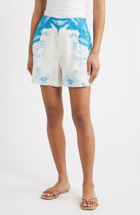 Cleobella Sebastian Placed Print Cotton & Linen Shorts in Celestia Print at Nordstrom, Size X-Large