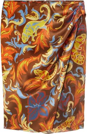 Versace Exotic Barocco A-Line Midi Skirt - Womens - Silk