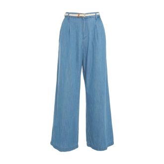 Liu Jo Broeken, Dames, Blauw, W29, Denim, Uitlopende denim broek met riem