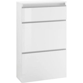 Dmora Dmora - Scarpiera Dlogarz, Mobile multiuso a 2 ante e 1 anta a ribalta, Portascarpe da ingresso, 100% Made in Italy, cm 60x27h108, Antracite lucido