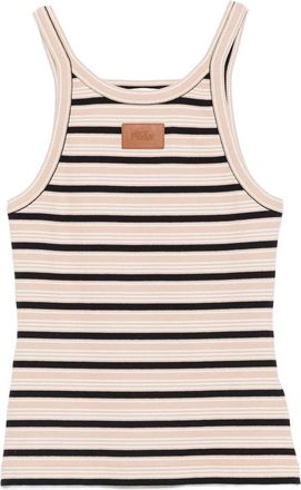 Fendi Striped Ribbed-knit Tank Top
