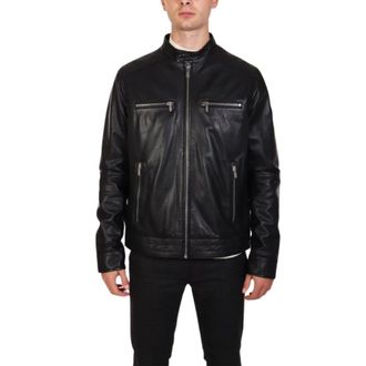 Karl Lagerfeld Jassen, Heren, Zwart, L, Leer, Leren jas