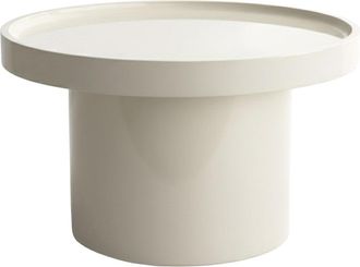 Oviala Mesa de centro redonda de 50 cm en MDF lacado en blanco
