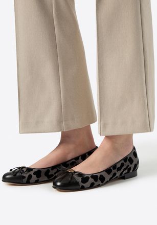 Wittchen Dames luipaardprint ballerinas gemaakt van echt leer, grijs en zwart