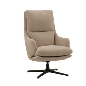 Konte Design Sill&oacute;n giratorio de tela beige y base de metal negro