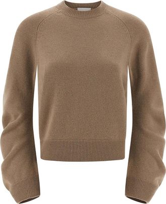 Nude Trui met gebogen mouwen - Dames - Ronde hals truien - Beige - S - Wol - Truien & Vesten