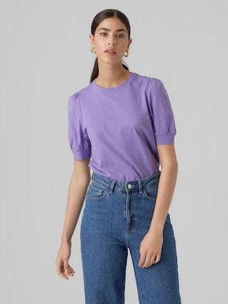 Vero Moda T-Shirt VERO MODA VMKERRY 2/4 O-NECK TOP VMA JRS NOOS, Damen, Gr. XS, paisley purp, Jersey, Obermaterial: 100% Baumwolle, unifarben, figurumspielend h