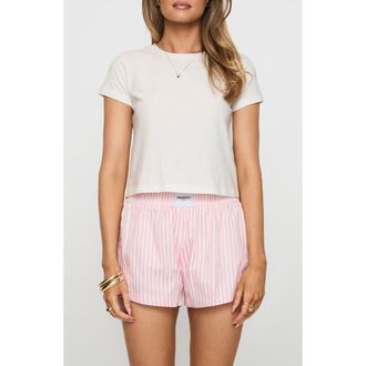 Princess Polly Sincar Boxer Shorts in Pink /White Stripe at Nordstrom, Size 2