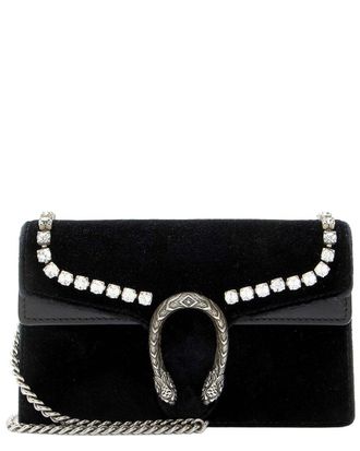 Gucci Black Velvet Crystal Embellished Dionysus Mini Shoulder Bag (Authentic Pre-Loved)