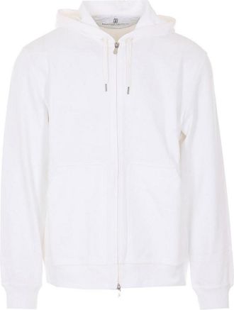 Brunello Cucinelli White Zip Hoodie With Zip Closure
