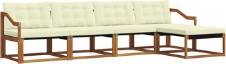 vidaXL Conjunto De Sof&aacute;s De Exterior 5 Uds. Natural Y Crema Vidaxl