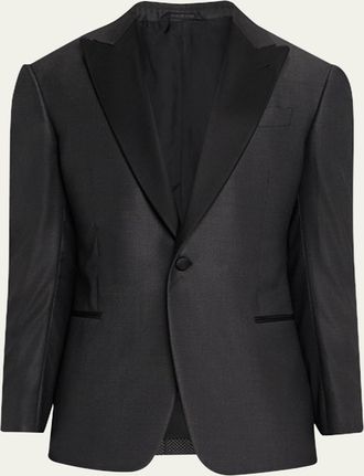 Giorgio Armani Mens Micro-Dot Silk Peak Lapel Tuxedo