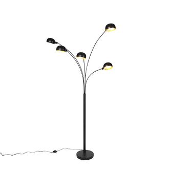 QAZQA Dise&ntilde;o L&aacute;mpara De Pie De Dise&ntilde;o Negra 5-luces - Sixties Acero Alargada Adecuado Para Led Max. 5 X 25 Watt - Qazqa