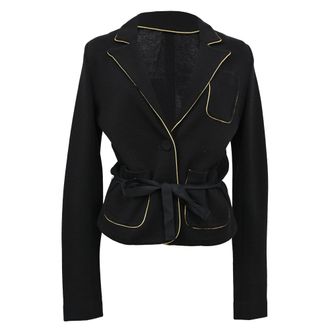 Joseph Single-Breasted Tie-Waist Blazer in Black Wool