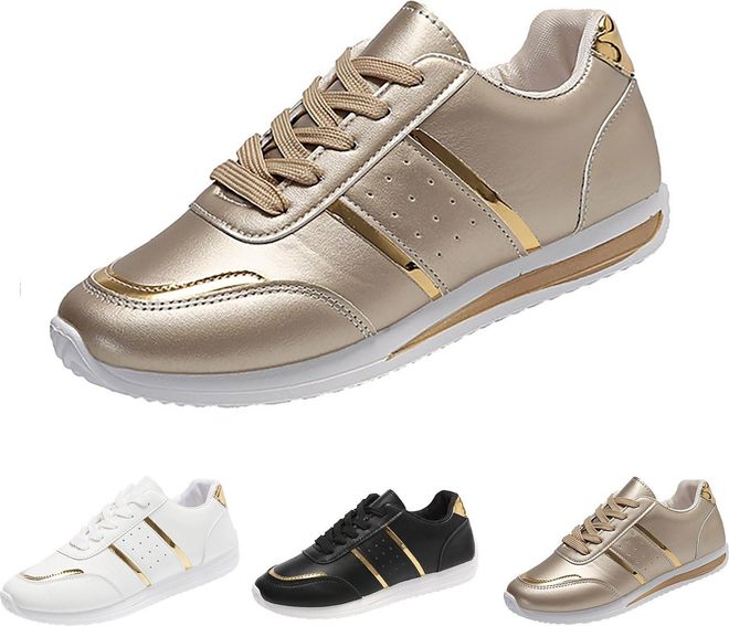 Womens Trainers with Laces, Low Top Leather Sports Shoes, Lightweight Casual Flat Shoes, Hiking Shoes, Outdoor Shoes, Walking Shoes, Sports Shoes for 