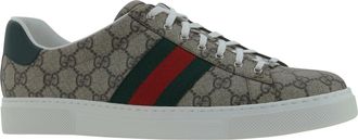 Gucci Mens Gg Supreme Sneakers Bei-Ebony-Vrv-Green Bei-ebony/vrv/green