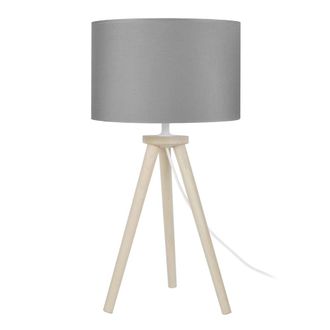 Tosel L&aacute;mpara de mesamadera Alt.44cm natural Pantalla: gris