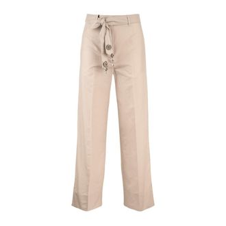 Max Mara Cotton Pants With Decorated Belt