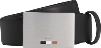 HUGO BOSS Accessoires, Heren, Zwart, 105 CM, Leer, Zwarte leren riem