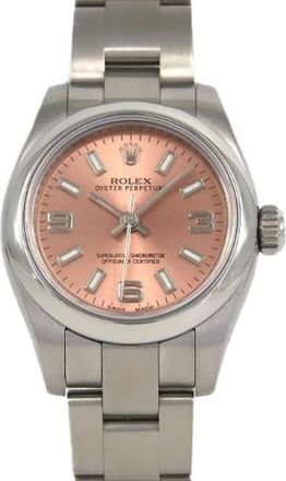 Rolex Pre-owned Oyster Perpetual Stainless Steel Watch 176200 - Dames - Vintage Horloges - Roze - ONE Size - Vintage