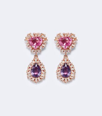Suzanne Kalan 18kt rose gold drop earrings with sapphires and diamonds