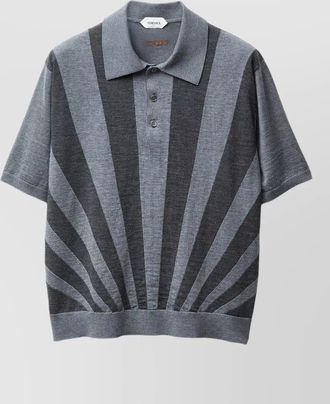 Versace polo shirt rays intarsia striped knit