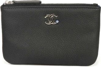 Chanel Black Leather Coin Purse/Coin Case (Pre-Owned)