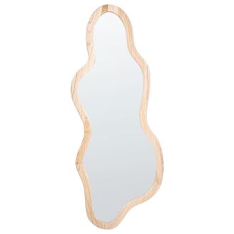 Beliani Espejo De Pared De Estilo Escandinavo Con Marco De Madera De Paulownia Decorativo Marr&oacute;n Claro Montvalen