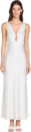 Sandro Jewel satin-effect maxi dress in White at Nordstrom, Size 40 Eu