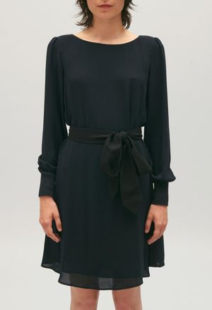 Claudie Pierlot Robe courte ceintur&eacute;e marine