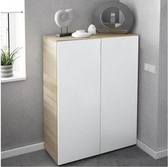 Usinestreet Armadio scarpiera con due ante in legno bianche