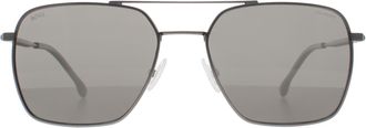 HUGO BOSS Aviator Heren Mat Donker Ruthenium Grijs Gepolariseerd BOSS 1414/S