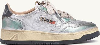 Autry MEDALIST LOW SNEAKERS SUPER VINTAGE IN SILVER TONE METALIZED LEATHER