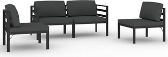 vidaXL Set Muebles De Jard&iacute;n 4 Pzas Y Cojines Aluminio Gris Antracita Vidaxl