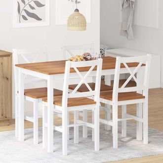 vidaXL Vidaxl - Juego De Muebles De Comedor 5 Piezas Marr&oacute;n Y Blanco