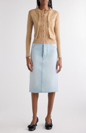 Acne Studios Kahoo Overwashed Mohair Blend Cardigan in Beige at Nordstrom, Size X-Small