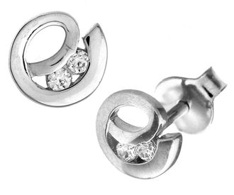 Diamant L'éternel Womens 9ct White Gold Cubic Zirconia e Stud Earrings - One Size
