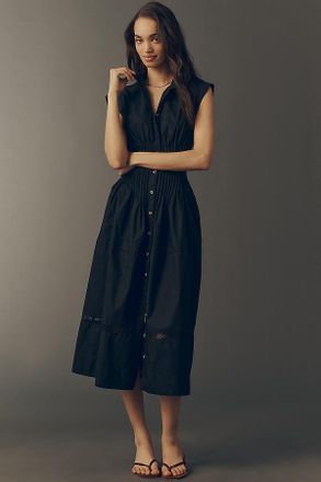 Maeve 100% Cotton Waisted Midi Shirt Dress
