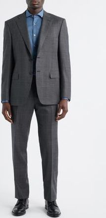 Canali Siena Regular Fit Charcoal Grey Glen Plaid Super 130s Wool Suit at Nordstrom Rack, Size 43 Us / 54 Eu Long