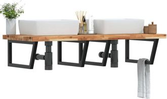 vidaXL Estante De Lavabo De Pared Acero Y Madera Maciza De Acacia Vidaxl